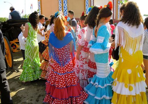 Karen McCann, Feria de Abril, Seville Spain, eye-popping dresses