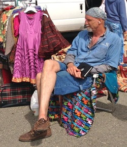 American flea market vendor