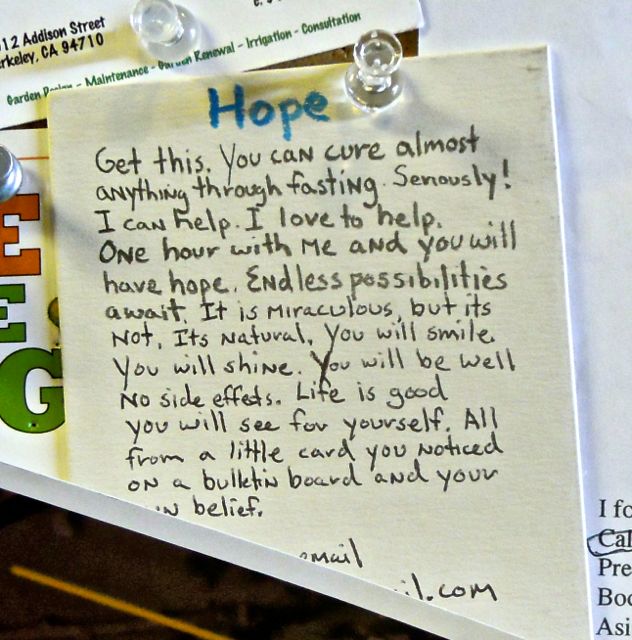 Karen McCann, fast diet bulletin board notice