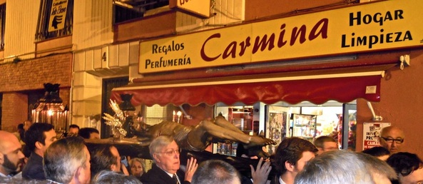 Karen McCann, Seville, Spain, Semana Santa Holy Week Procession in city streets