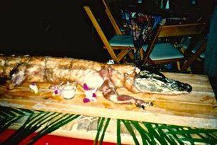 Karen McCann alligator served at party