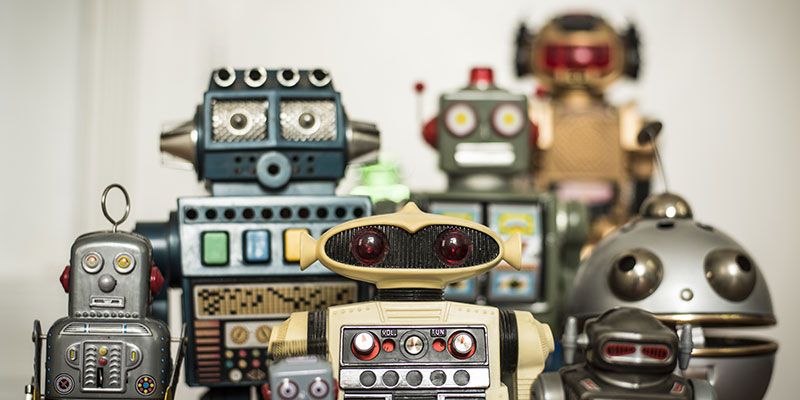 Friendly toy robots from the 1980s
