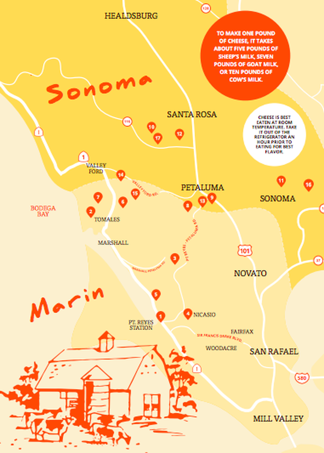Road map detail  / The New California Cheese Trail / Karen McCann / EnjoyLivingAbroad.com